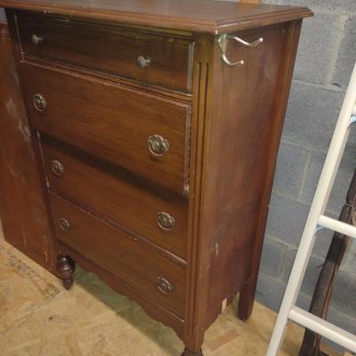 Tall Wooden Four Drawer Dresser