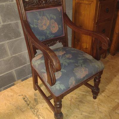Vintage Wood Framed Upholstered Chair