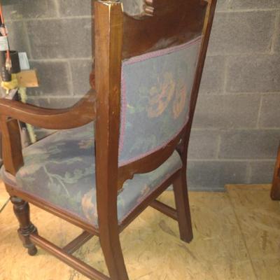 Vintage Wood Framed Upholstered Chair