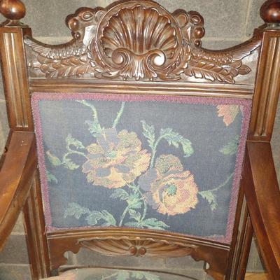 Vintage Wood Framed Upholstered Chair