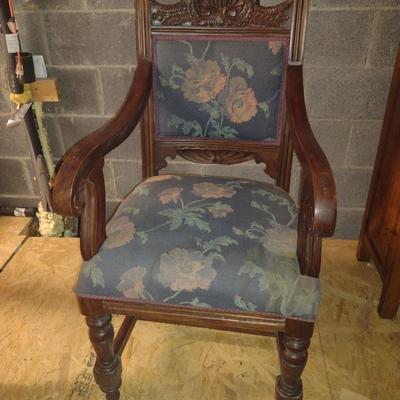 Vintage Wood Framed Upholstered Chair
