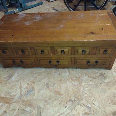 Wooden Chest with Faux Drawer Design