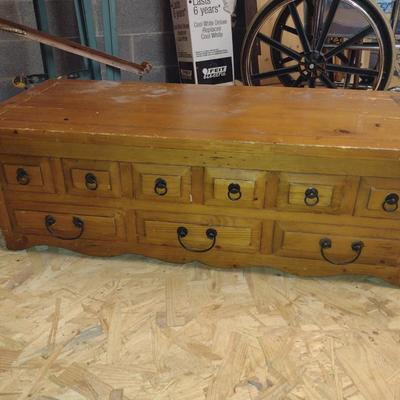 Wooden Chest with Faux Drawer Design