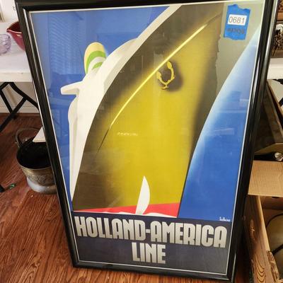 Framed Holland-America Line Poster Willem Ten Broek 25x38