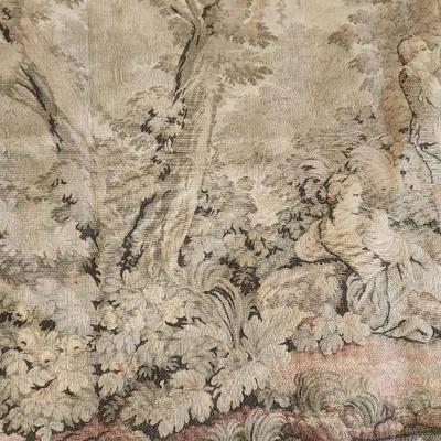 Vintage Tapestry Picnic Swinging Dogs Children Dancing 28x60