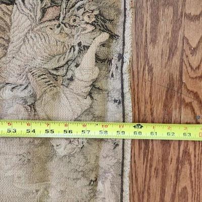 Vintage Tapestry Picnic Swinging Dogs Children Dancing 28x60