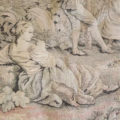 Vintage Tapestry Picnic Swinging Dogs Children Dancing 28x60