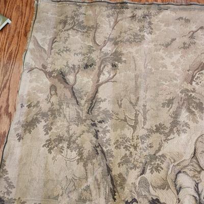 French Tapestry Man Woman Sheep in Field 39"x47"