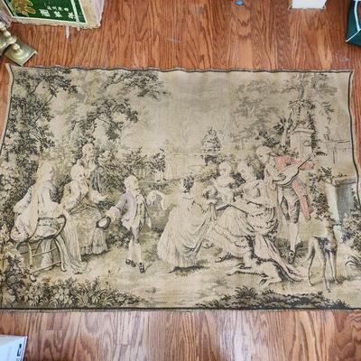 French Tapestry Outdoor Party Dogs Music Dancing 55x38