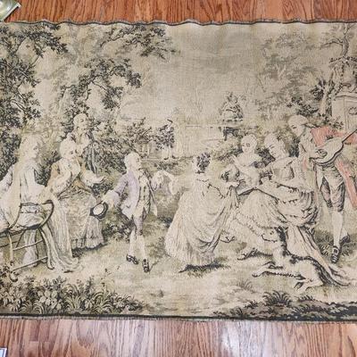 French Tapestry Outdoor Party Dogs Music Dancing 55x38