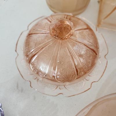 Vintage Glass Box Lot Depression Pink & Purple Glass