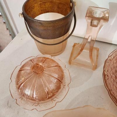 Vintage Glass Box Lot Depression Pink & Purple Glass