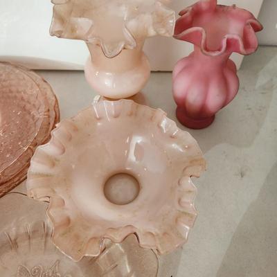 Vintage Glass Box Lot Depression Pink & Purple Glass