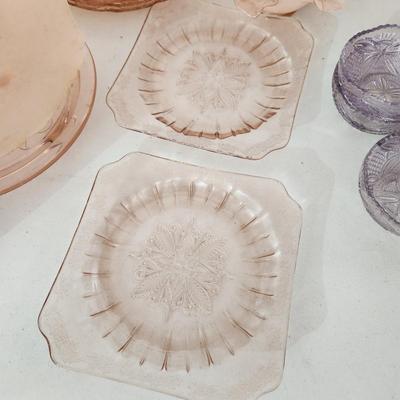 Vintage Glass Box Lot Depression Pink & Purple Glass