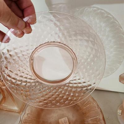 Vintage Glass Box Lot Depression Pink & Purple Glass