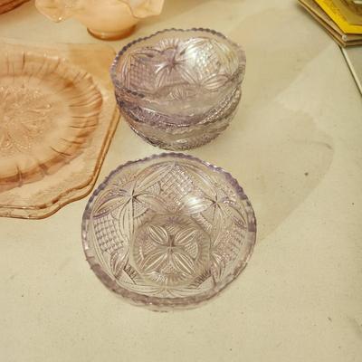 Vintage Glass Box Lot Depression Pink & Purple Glass