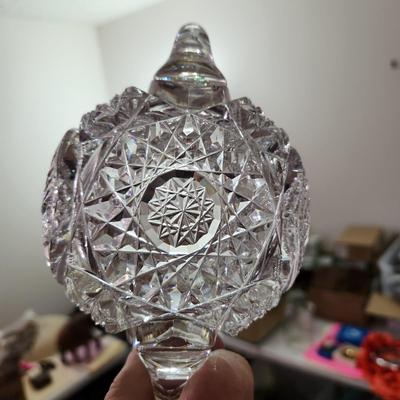 Large Box lot of Vintage Glass Cut Crystal Blue Hobnail and more