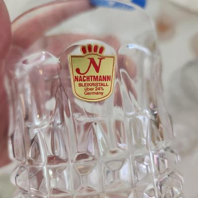 Large Box lot of Vintage Glass Cut Crystal Blue Hobnail and more