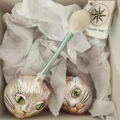 Christmas Ornaments 2 Christopher Radko Cats , Eiffel tower,