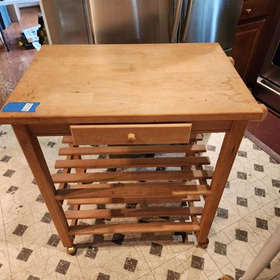 Wood Kitchen Cart Work Station on Casters 20x30x36