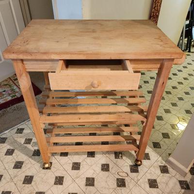 Wood Kitchen Cart Work Station on Casters 20x30x36