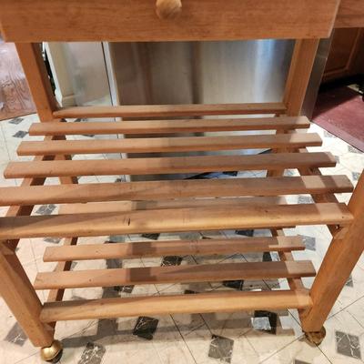 Wood Kitchen Cart Work Station on Casters 20x30x36