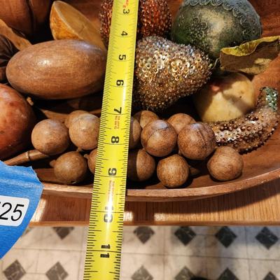 Monkeypod wood Bowl w Faux Fruit