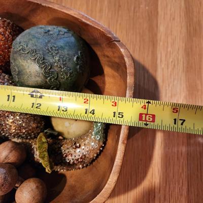 Monkeypod wood Bowl w Faux Fruit