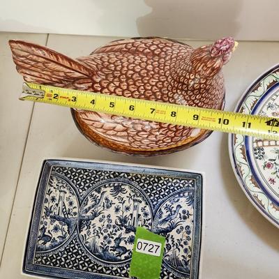 Lot of Ceramic Portugal Plates Chicken Cover bowl