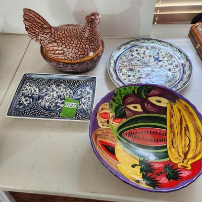 Lot of Ceramic Portugal Plates Chicken Cover bowl
