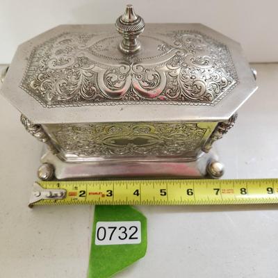 Vintage Metal Engraved Jewelry Tea Box Middle East