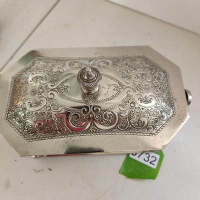 Vintage Metal Engraved Jewelry Tea Box Middle East