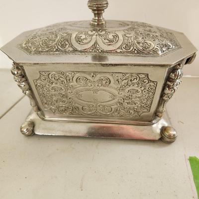 Vintage Metal Engraved Jewelry Tea Box Middle East