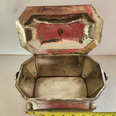 Vintage Metal Engraved Jewelry Tea Box Middle East