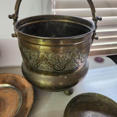 Collectable Lot of Metal Plates Bowls Pot