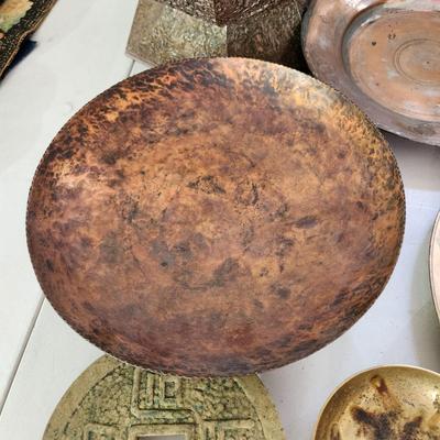 Collectable Lot of Metal Plates Bowls Pot