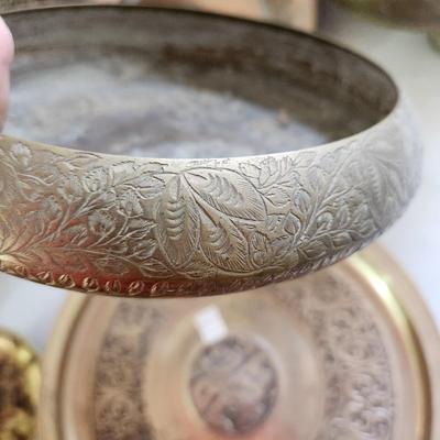 Collectable Lot of Metal Plates Bowls Pot