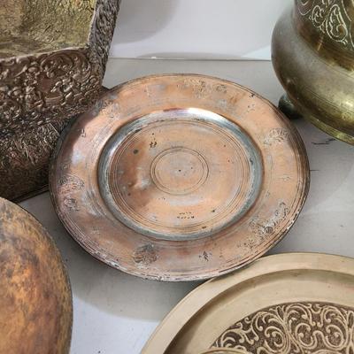 Collectable Lot of Metal Plates Bowls Pot