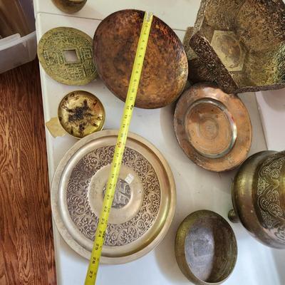 Collectable Lot of Metal Plates Bowls Pot