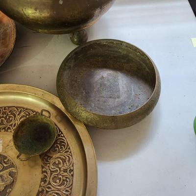 Collectable Lot of Metal Plates Bowls Pot