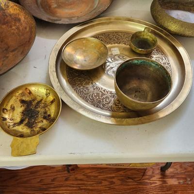Collectable Lot of Metal Plates Bowls Pot