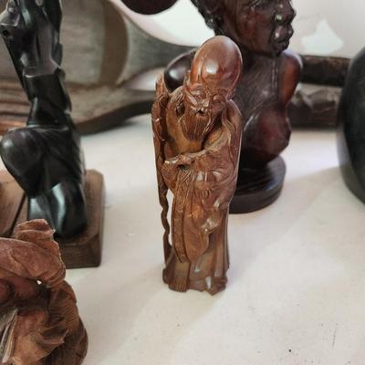 Collectable Wood Lot Hand Carved Figures