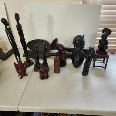 Collectable Wood Lot Hand Carved Figures