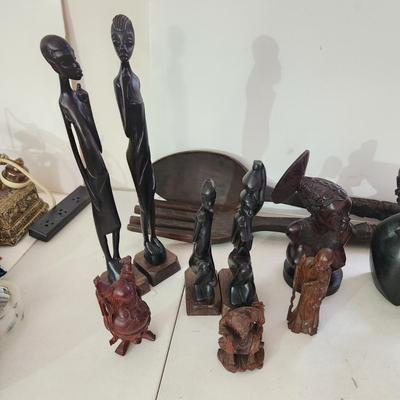 Collectable Wood Lot Hand Carved Figures