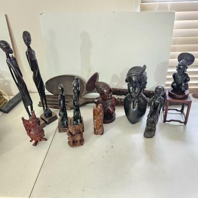 Collectable Wood Lot Hand Carved Figures