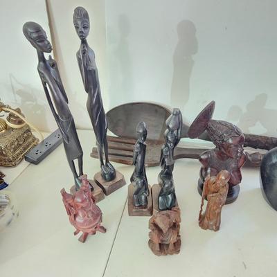 Collectable Wood Lot Hand Carved Figures