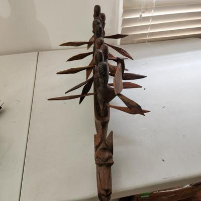 Vintage 9 Man African Dragon Boat Canon Tribal Art