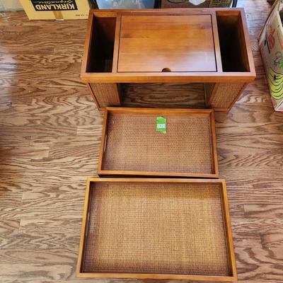 3 pcs Wood Serving Trays Desk Bed Table Magazine Holder