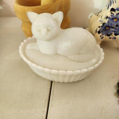 Large Collectable Lot USA Pottery, Brazil Candle Holders, Milk glass and more