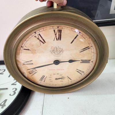 2 Wall Patio Clocks Working 1 is 2 Sided with temperature